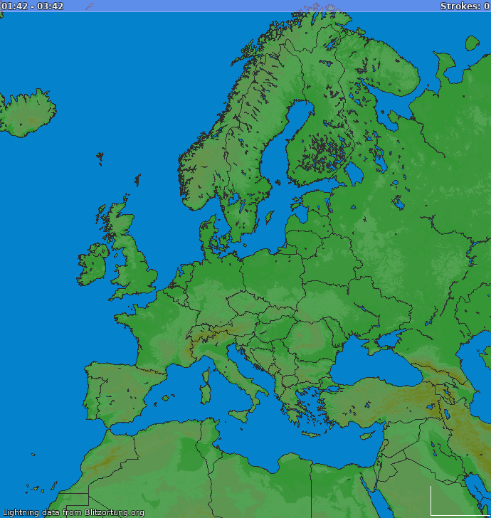 Bliksem kaart Europa 08.09.2018 10:00:00